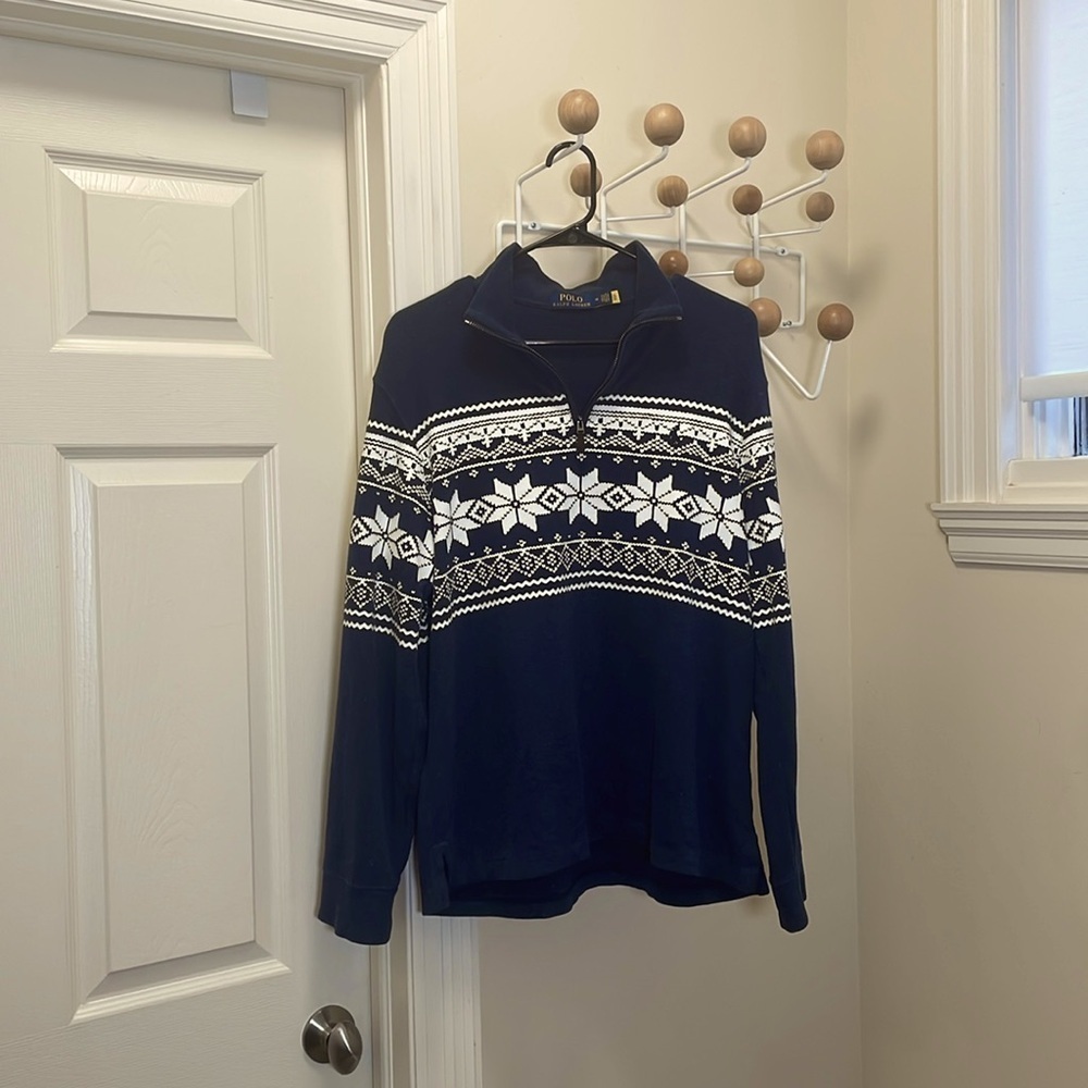 Ralph Lauren - Classic Nordic Quarter Zip Pullover - Navy / White - M